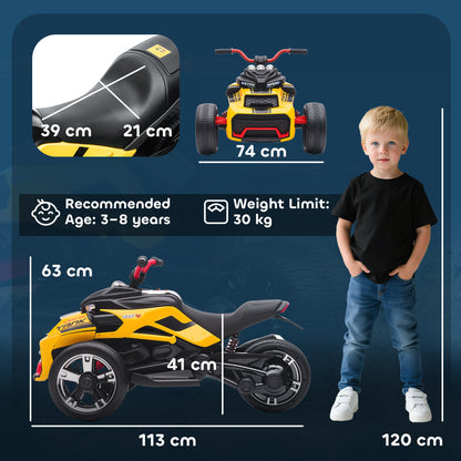 12V Kids Electric Ride On Car, Battery Powered Ride On ATV, Yellow