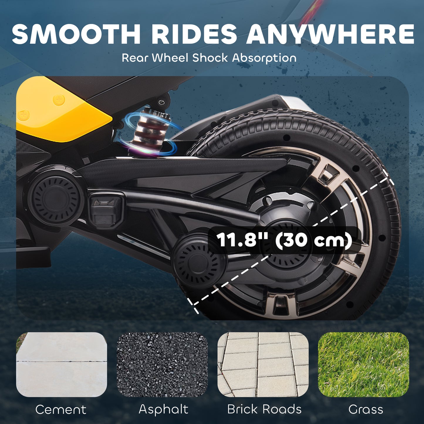 12V Kids Electric Ride On Car, Battery Powered Ride On ATV, Yellow