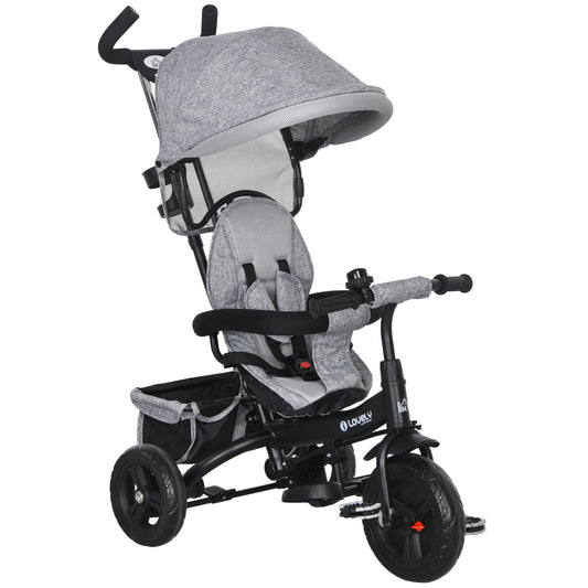 6 in 1 Kids Trike, Stroller with Parent Handle, Grey