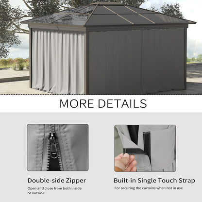 4 Pack Replacement Gazebo Curtains Privacy Panel for Most 3 x 3m Gazebo Canopy Pavillion Outdoor Shelter Sidewalls Accessories Light Grey