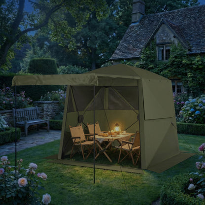 Pop Up Gazebo Waterproof with Awning 2 x 2 m Army Green