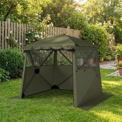 Pop Up Gazebo Waterproof with Awning 2 x 2 m Army Green