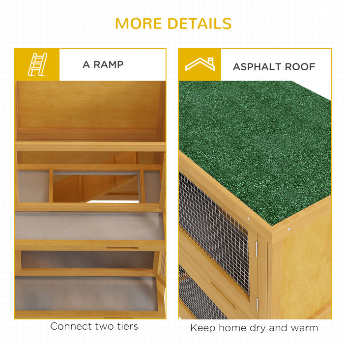 Two-Tier Rabbit Hutch, with Removable Trays, for 1-2 rabbits - Brown