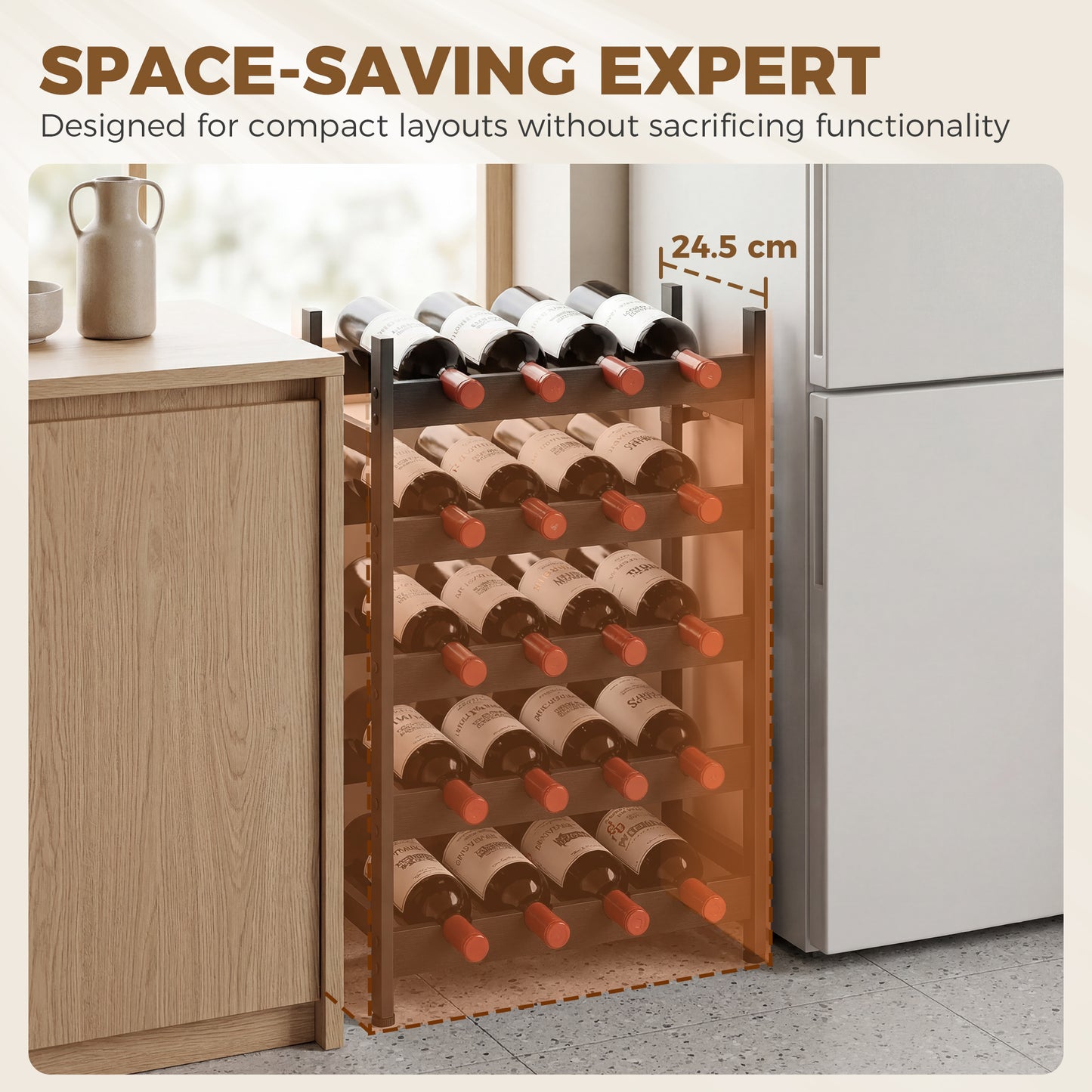 Wine Rack Freestanding 5-Tier 20-Bottle Capacity Black