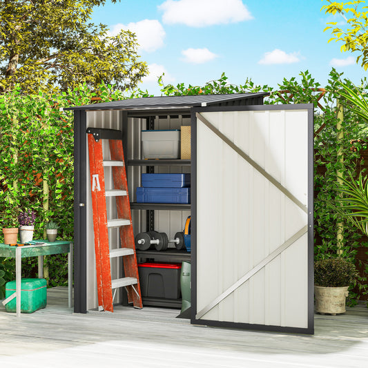 3.3ft x 3.4ft Outdoor Storage Shed Steel Garden Shed w/ Lockable Door