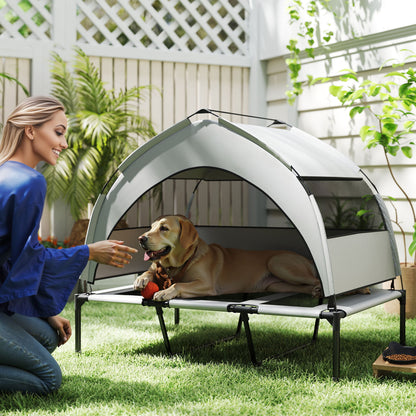 Portable Elevated Dog Bed with Removable Canopy, 106 x 76 x 94 cm
