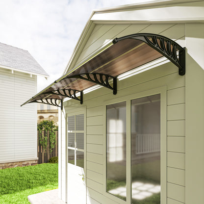 Door Canopy Outdoor Awning Rain Shelter for Window Porch, Brown