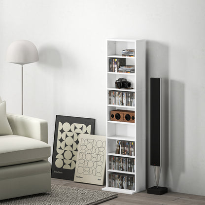 260 CD Storage Unit 120 DVD Storage Tower with 9 Compartments White