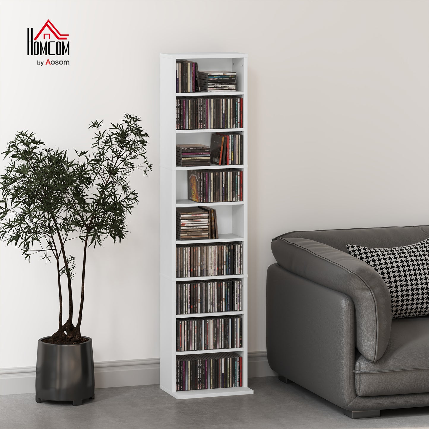 260 CD Storage Unit 120 DVD Storage Tower with 9 Compartments White