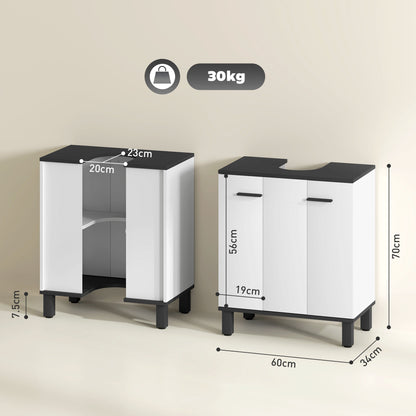 Bathroom Under Sink Cabinet with Adjustable Shelf High Gloss White