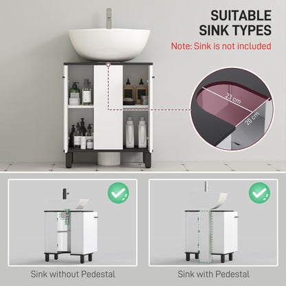 Bathroom Under Sink Cabinet with Adjustable Shelf High Gloss White