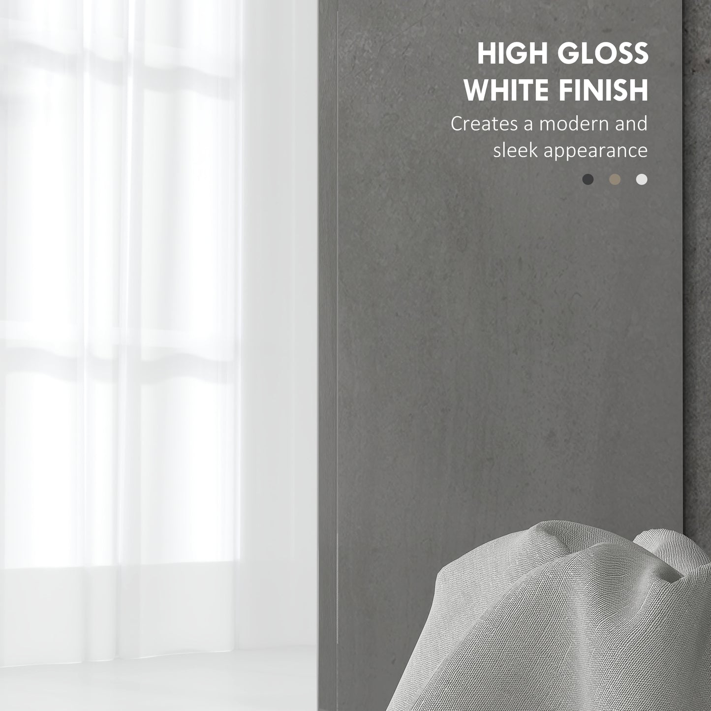 Bathroom Under Sink Cabinet with Adjustable Shelf High Gloss White