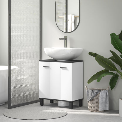 Bathroom Under Sink Cabinet with Adjustable Shelf High Gloss White