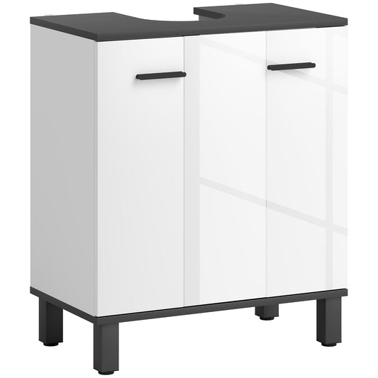 Bathroom Under Sink Cabinet with Adjustable Shelf High Gloss White