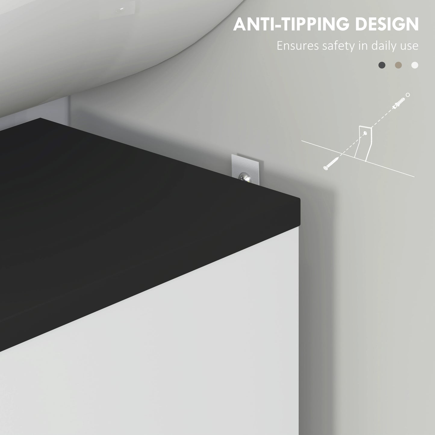 Bathroom Under Sink Cabinet with Adjustable Shelf High Gloss White