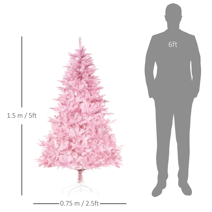 5FT Pop-up Artificial Christmas Tree Holiday Xmas Holiday Tree Decoration with Automatic Open for Home Party, Pink