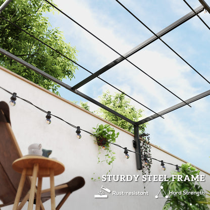 2 x 3(m) Wall Mounted Pergola with Retractable Roof, Khaki