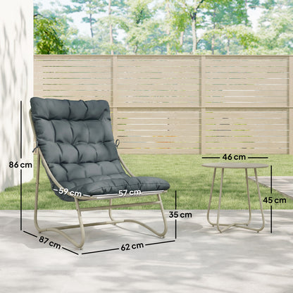 Garden Bistro Set, Bistro Table and Chairs w/ Cushions, Dark Grey