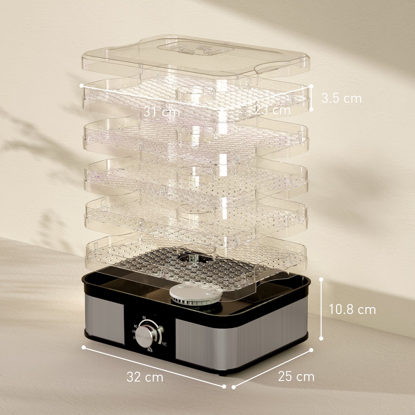 5 Tier Food Dehydrator, 245W for Drying Fruit, Meat, Vegetable, Black