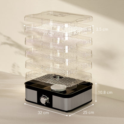 5 Tier Food Dehydrator, 245W for Drying Fruit, Meat, Vegetable, Black