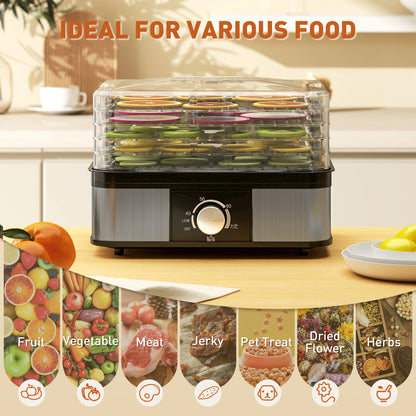 5 Tier Food Dehydrator, 245W for Drying Fruit, Meat, Vegetable, Black