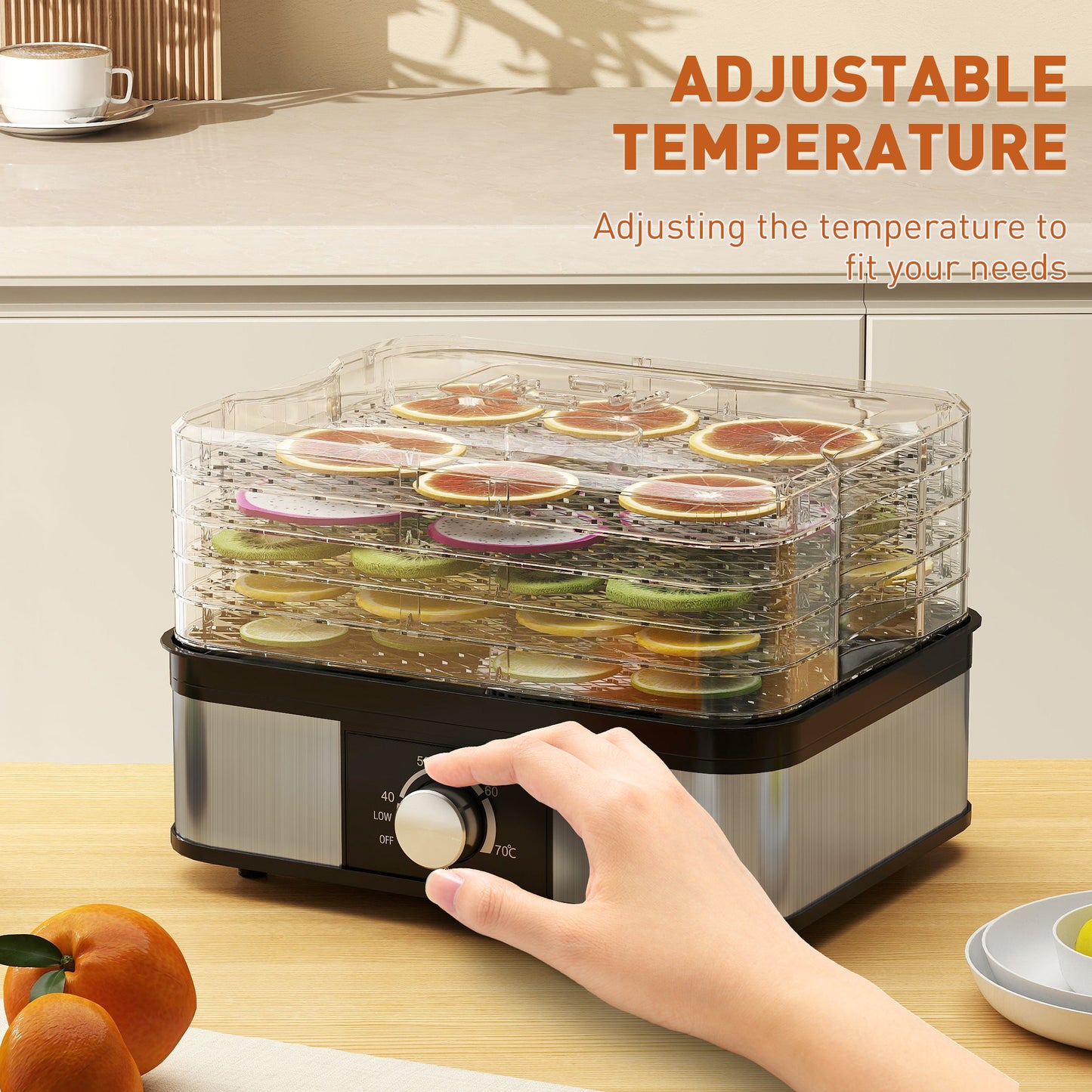 5 Tier Food Dehydrator, 245W for Drying Fruit, Meat, Vegetable, Black