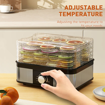 5 Tier Food Dehydrator, 245W for Drying Fruit, Meat, Vegetable, Black