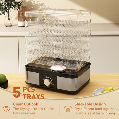 5 Tier Food Dehydrator, 245W for Drying Fruit, Meat, Vegetable, Black