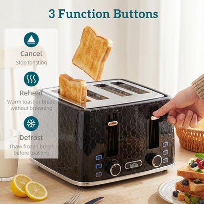 Kettle and Toaster Set with Strix Thermostat, Crumb Tray, Black