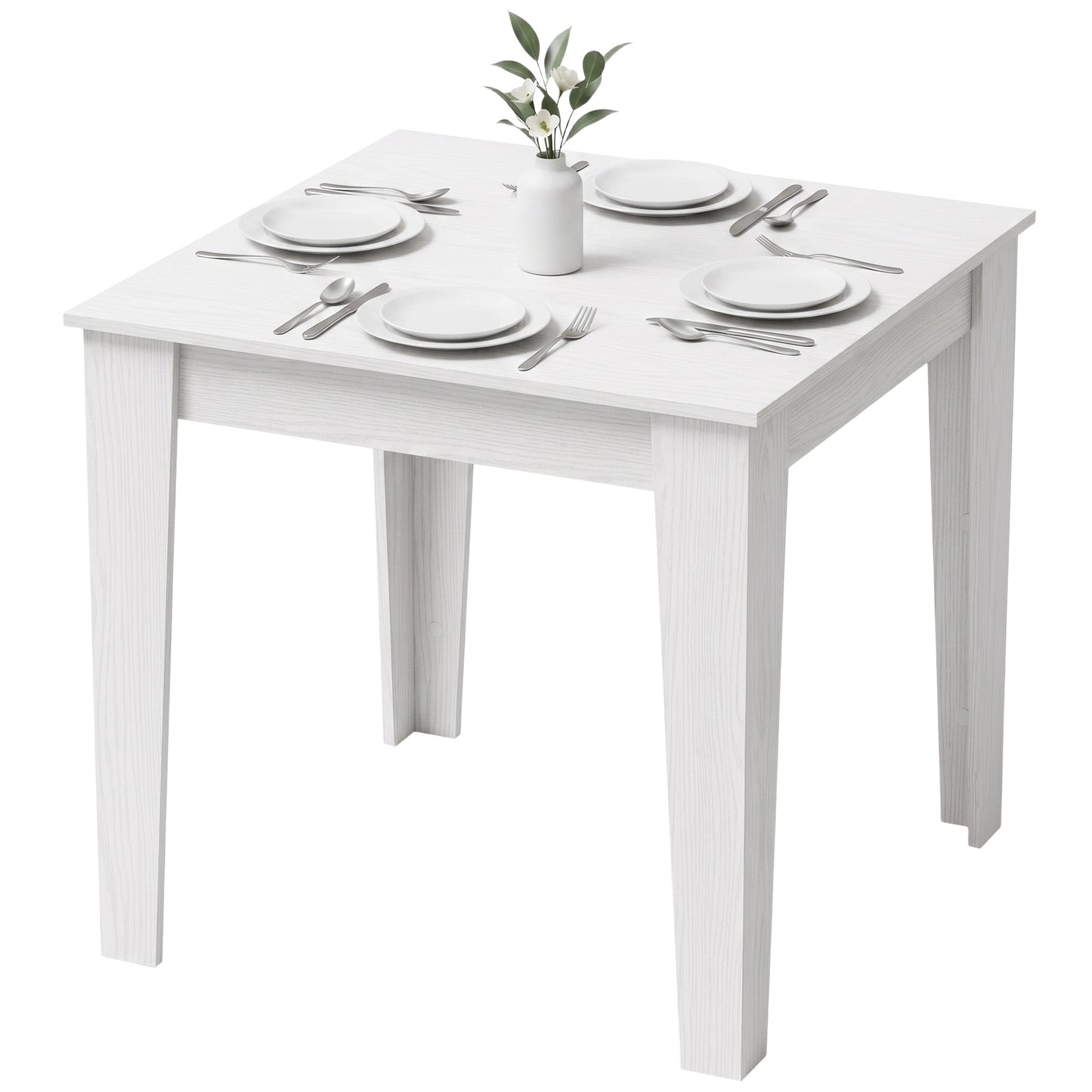 Dining Table for 4, 80L x 80W x 75Hcm, White