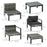 6 Pieces Patio Furniture Set with Sofa, Armchair, Stool, Metal Table, Cushions, for Outdoor, Charcoal Grey