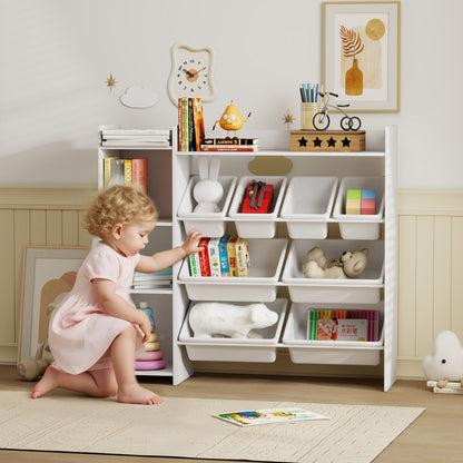 Toy Storage Unit with 8 Removable Bins, Storage Shelves, Cabinet