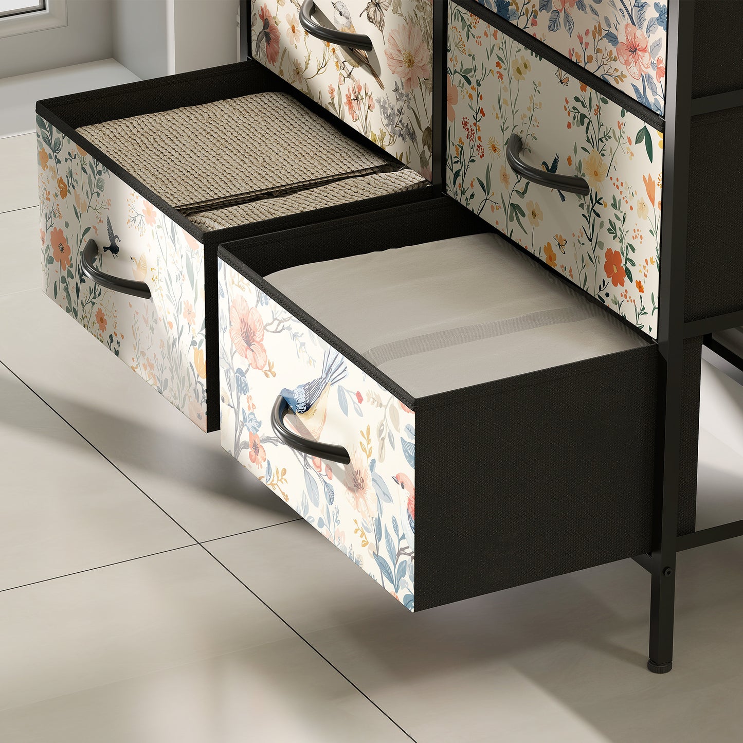8-Drawer Chest of Drawers, Fabric Dresser, White