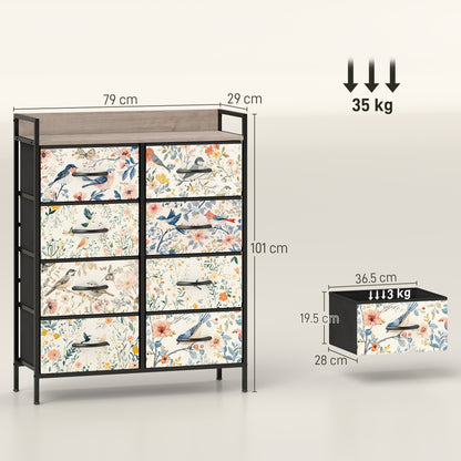8-Drawer Chest of Drawers, Fabric Dresser, White