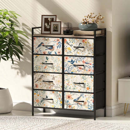 8-Drawer Chest of Drawers, Fabric Dresser, White