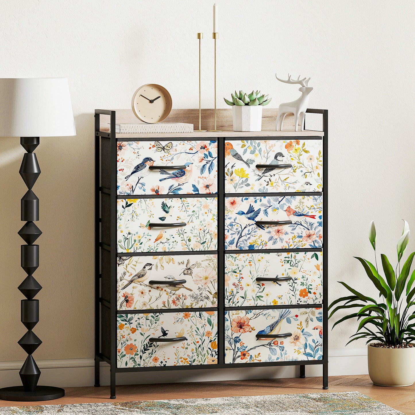 8-Drawer Chest of Drawers, Fabric Dresser, White