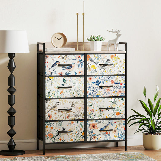 8-Drawer Chest of Drawers, Fabric Dresser, White