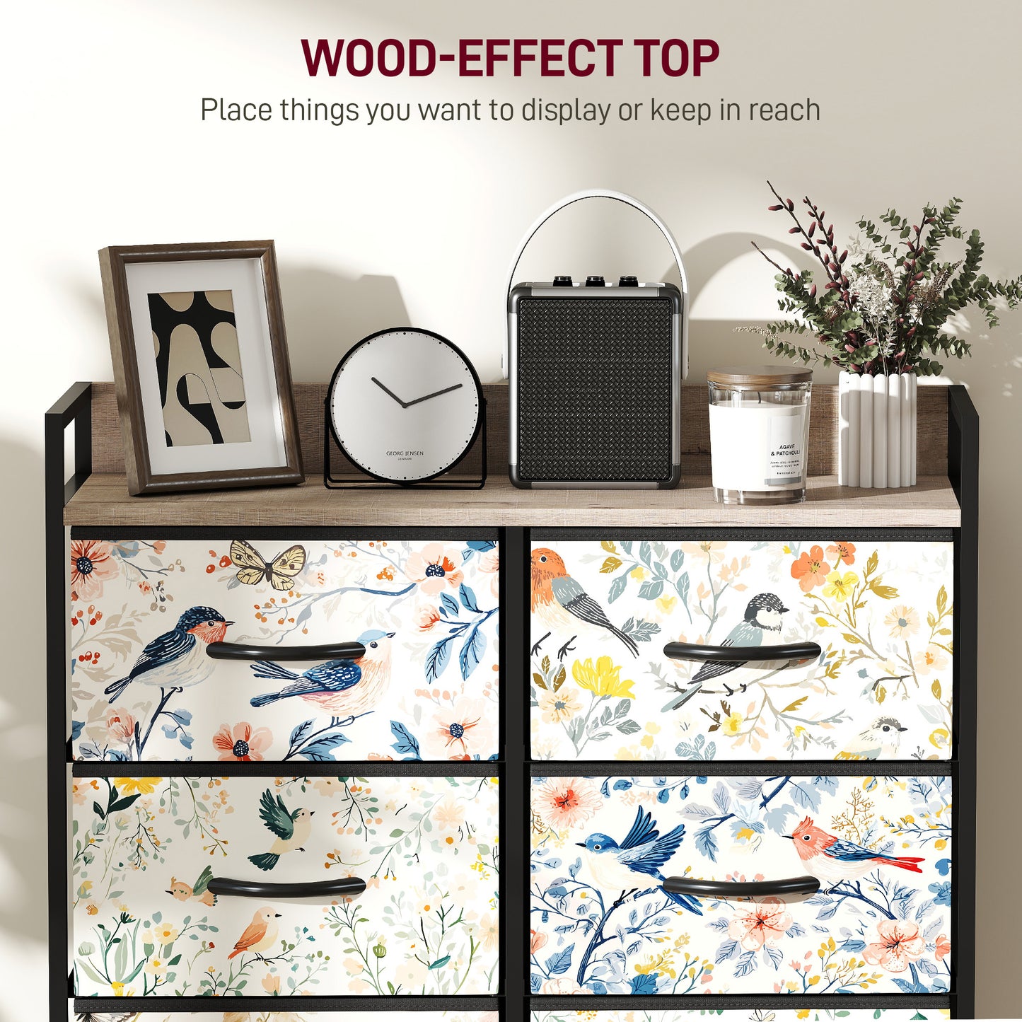 8-Drawer Chest of Drawers, Fabric Dresser, White