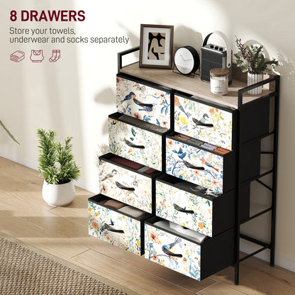 8-Drawer Chest of Drawers, Fabric Dresser, White