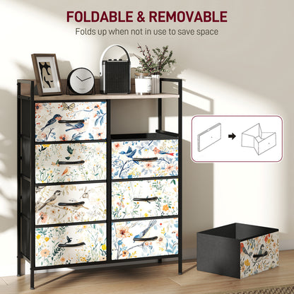 8-Drawer Chest of Drawers, Fabric Dresser, White