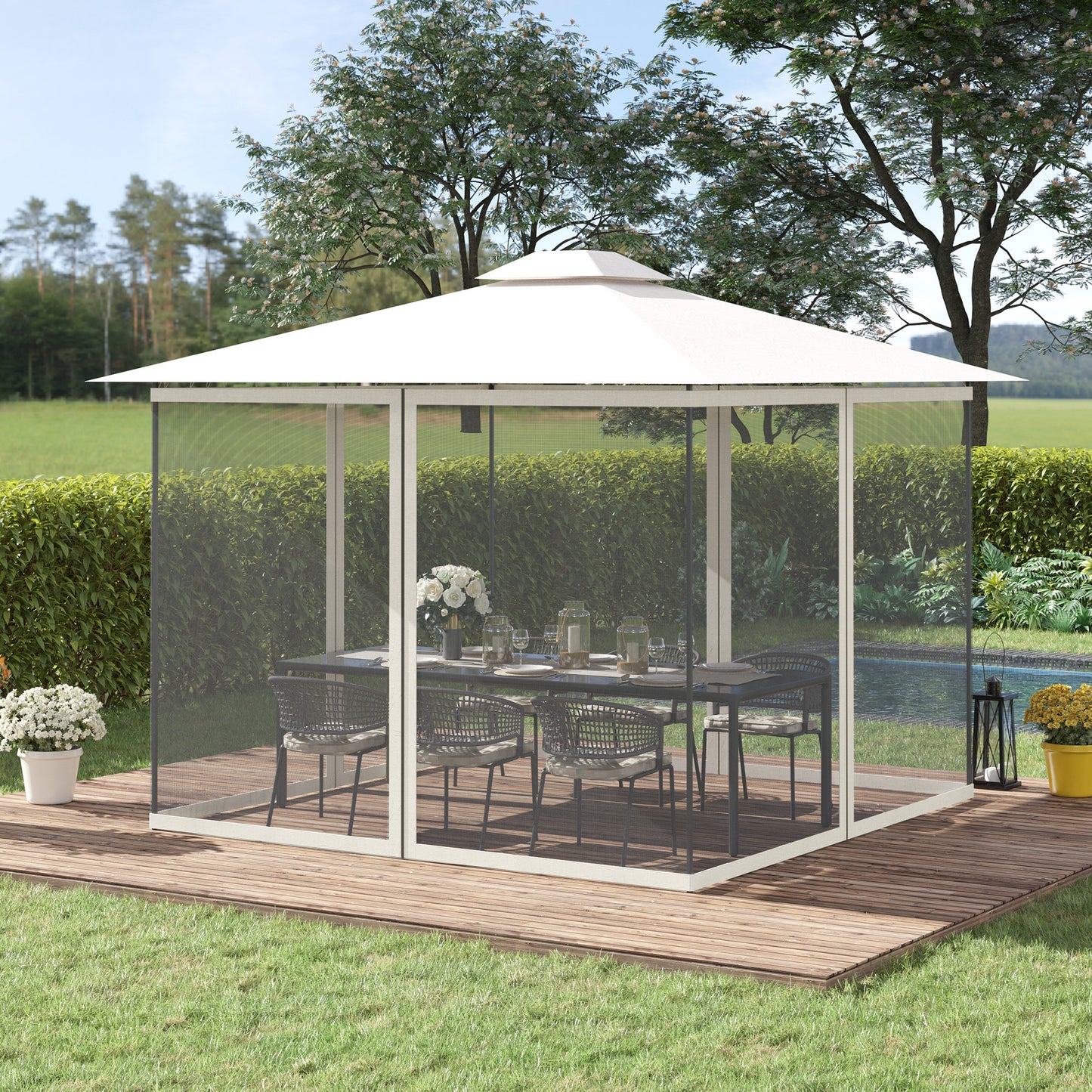 302 x 207cm Universal Replacement Gazebo Mesh Netting Screen Walls