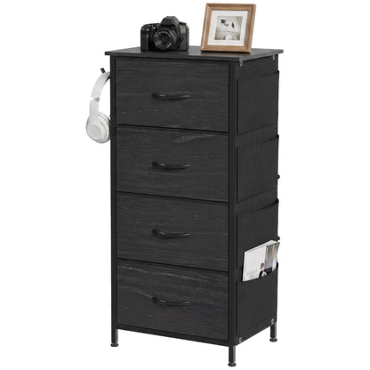 Fabric Chest of Drawers, 4 Drawer Dresser for Bedroom, Black