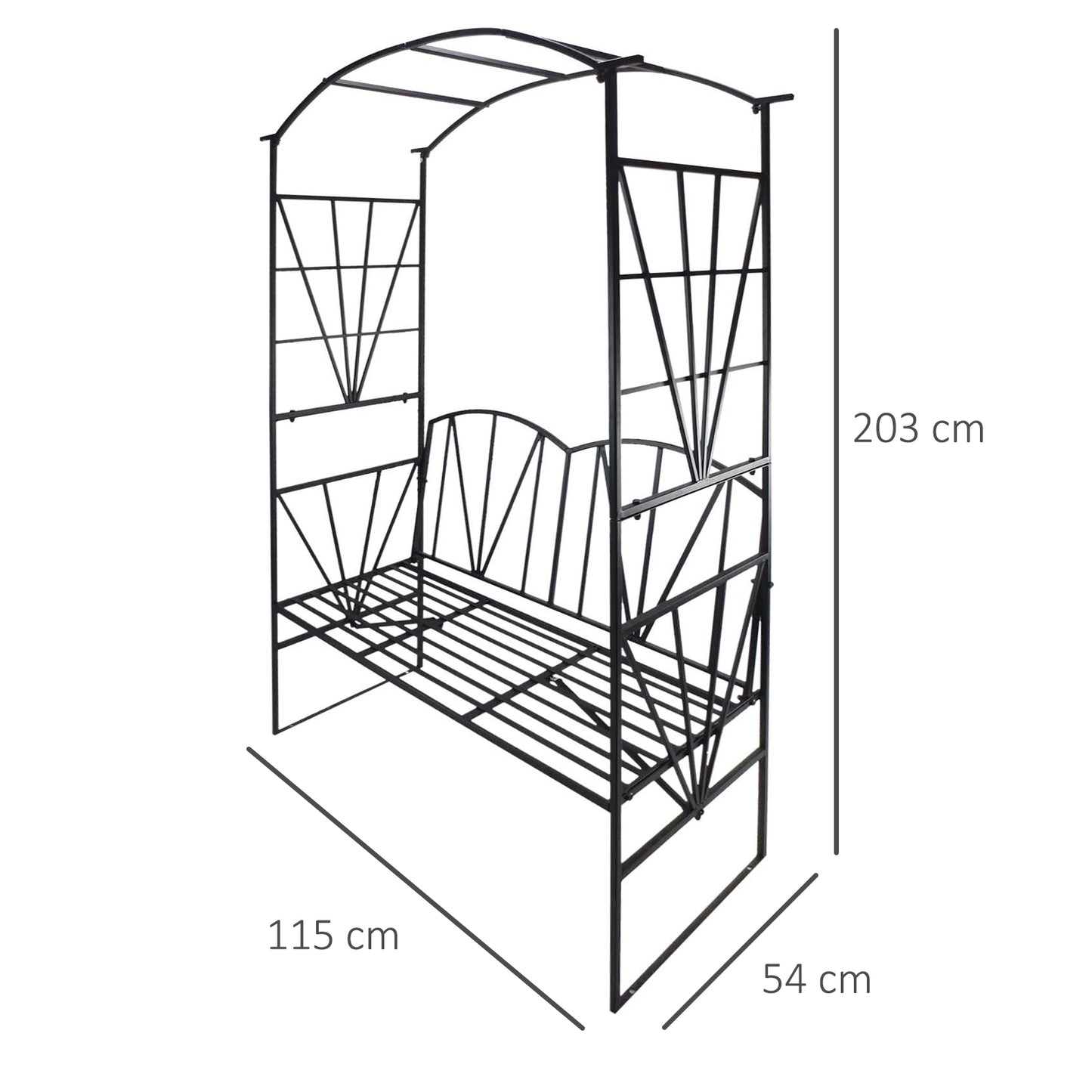 Garden Bench, Metal Garden Loveseat with Arch for Climbing Plants