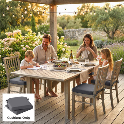 Outdoor Chair Seat Cushions Set of 2, Garden Chair Cushions, Grey
