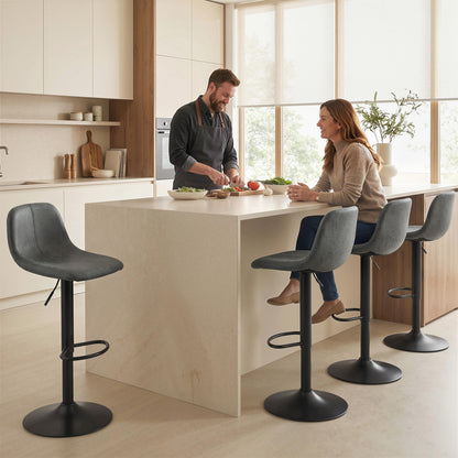 Bar Stools Set of 2, Modern Swivel Barstools for Dining Room, Grey