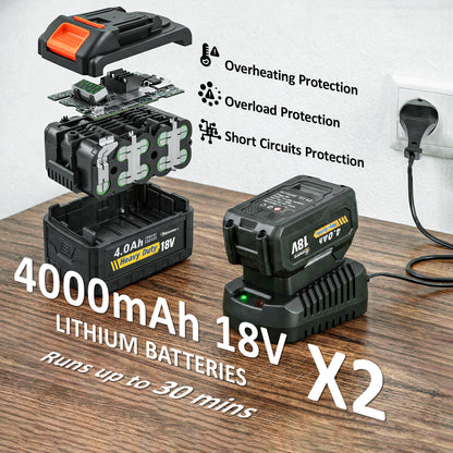 36V Leaf Blower Cordless with 2 x 4000mAh Batteries & Charger