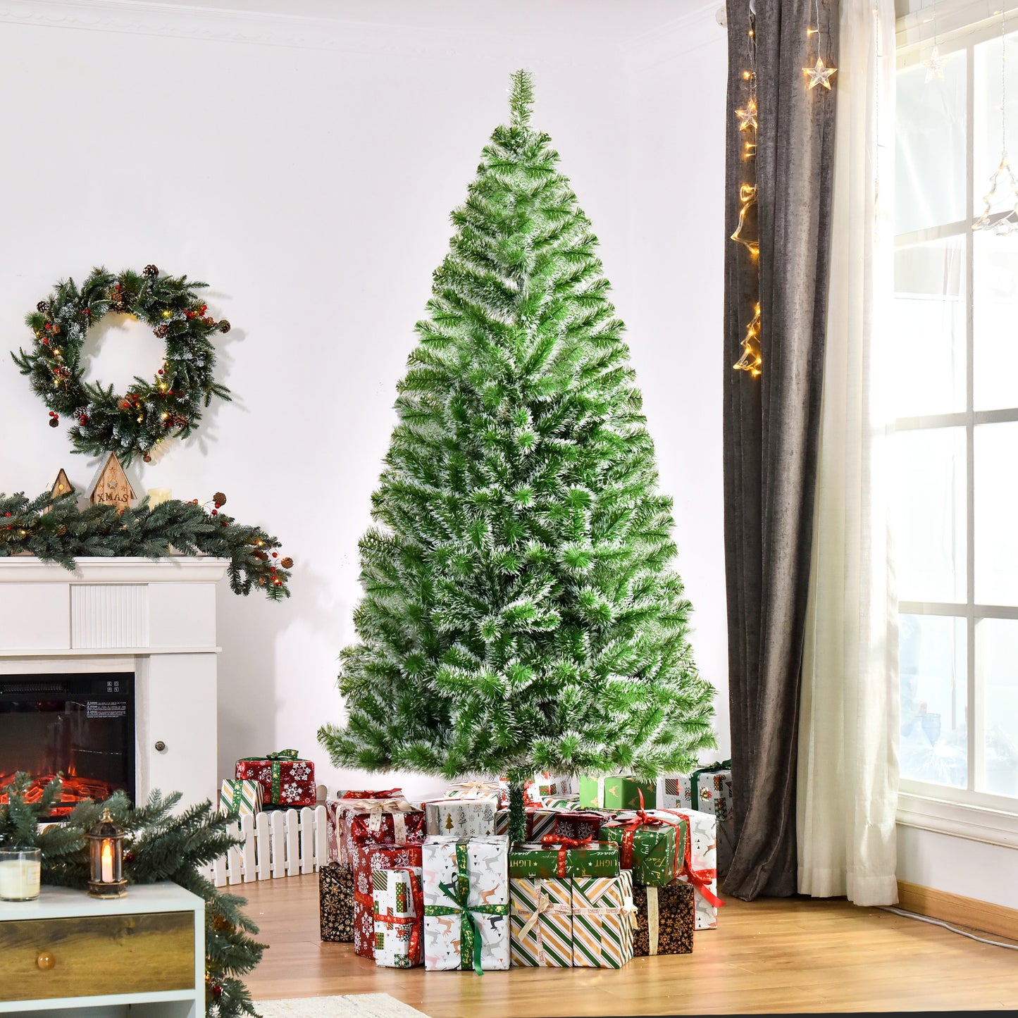 7FT Home Decoration Artificial Christmas Tree Xmas Gift Metal Stand