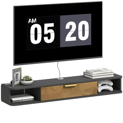 120 cm Floating TV Unit with Storage Entertainment Media Console Grey