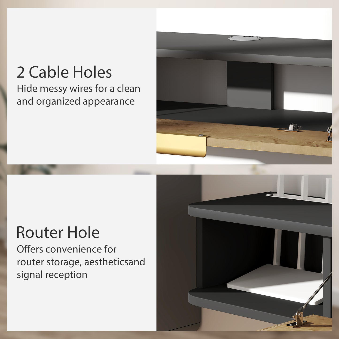 120 cm Floating TV Unit with Storage Entertainment Media Console Grey