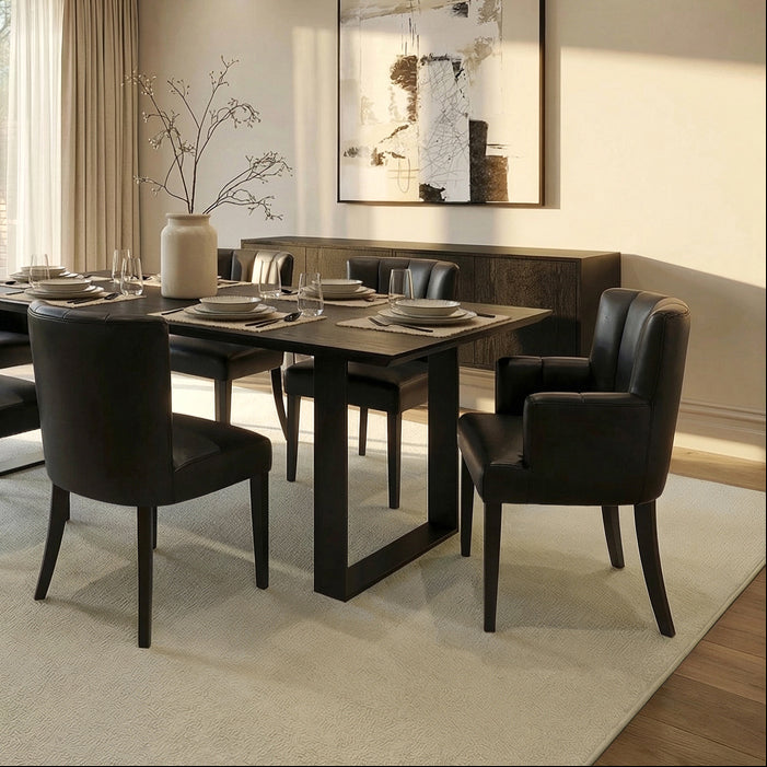 Hatfield Carver Chair - Black Faux Leather